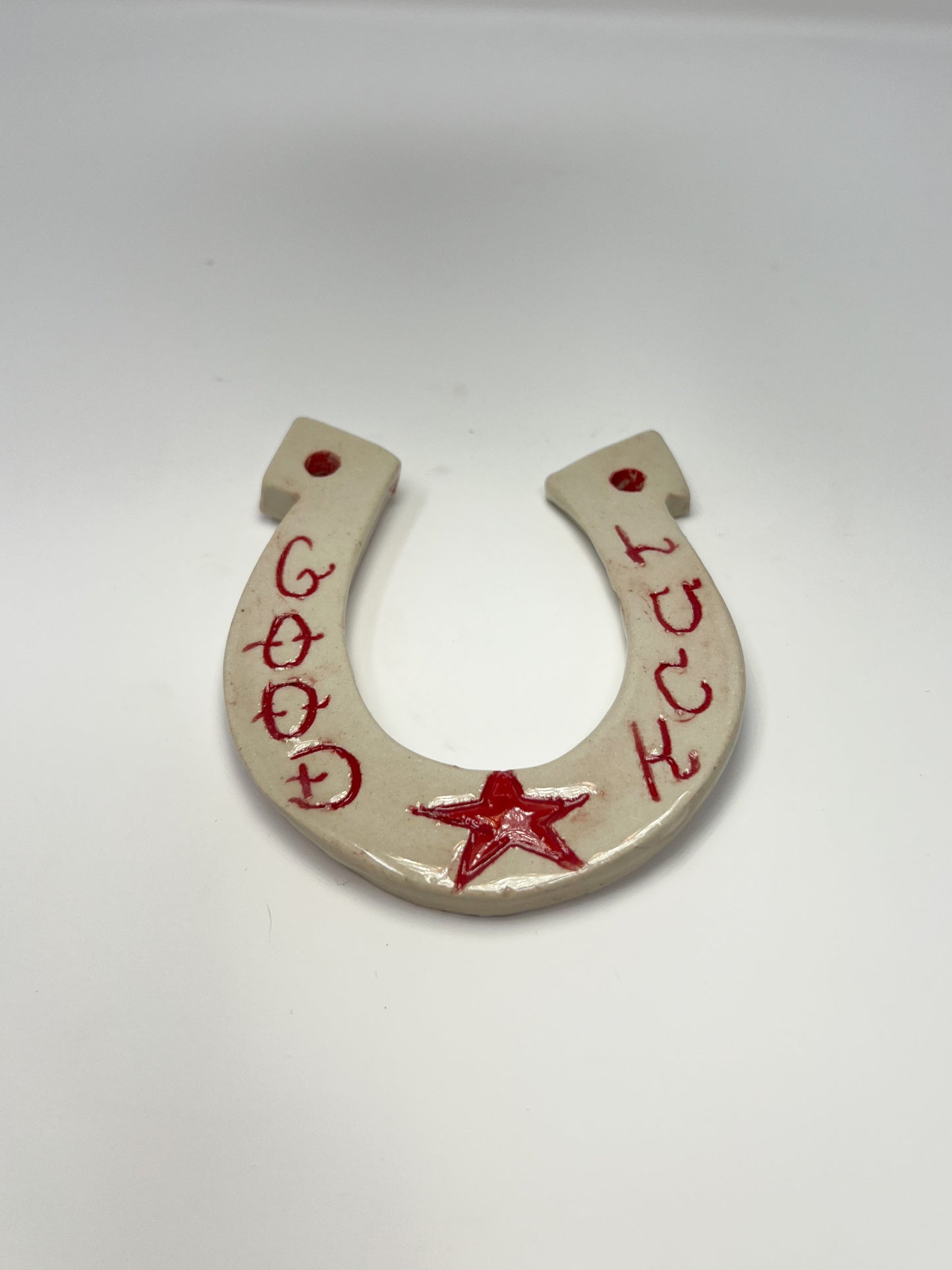 Horse Shoe- Lucky Red Carved