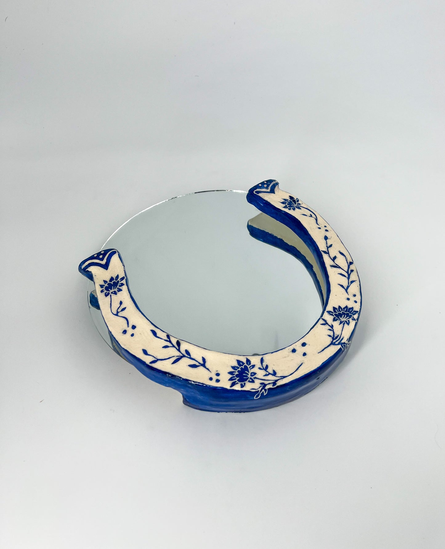 Blue Willow Horseshoe Mirror