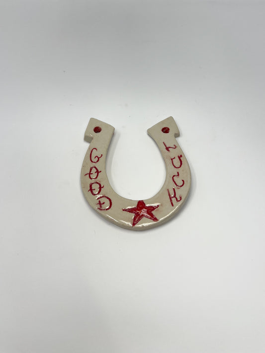 Horse Shoe- Lucky Red Carved