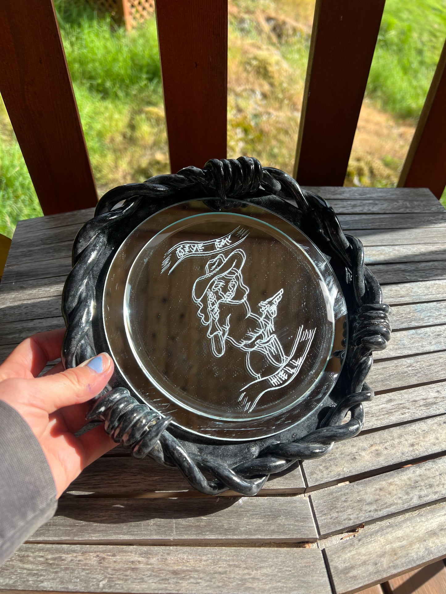 Give em’ Hell Barbwire Mirror