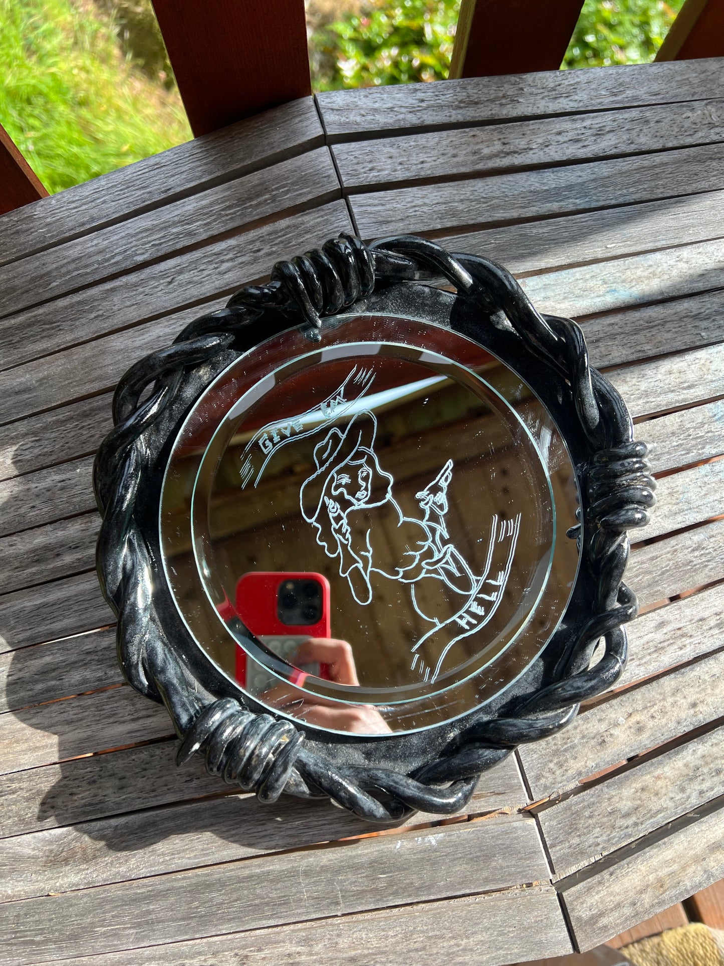 Give em’ Hell Barbwire Mirror