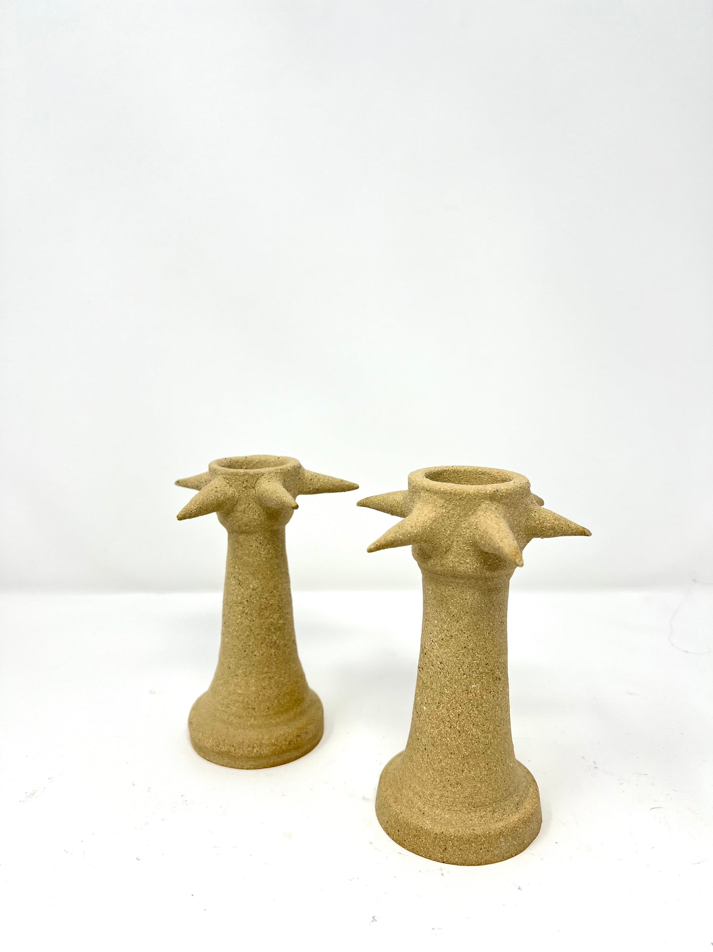 Earthen Spiked Candlestick Holders