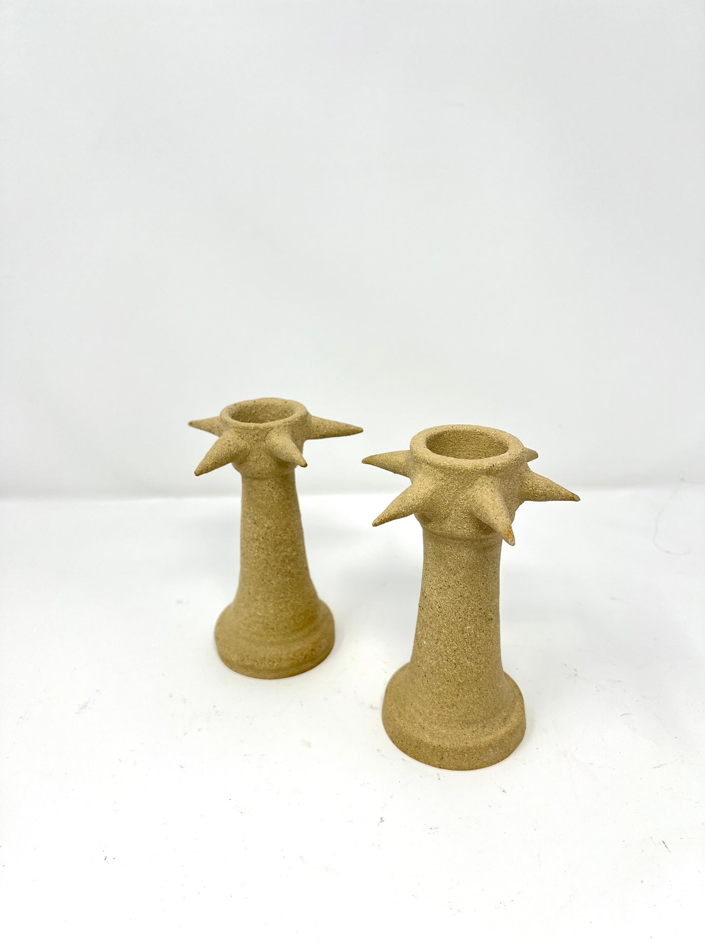 Earthen Spiked Candlestick Holders