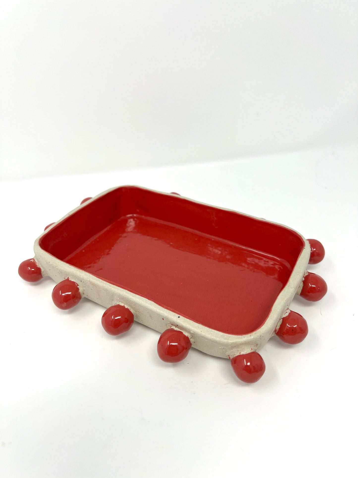 Red and White Dotted Tray