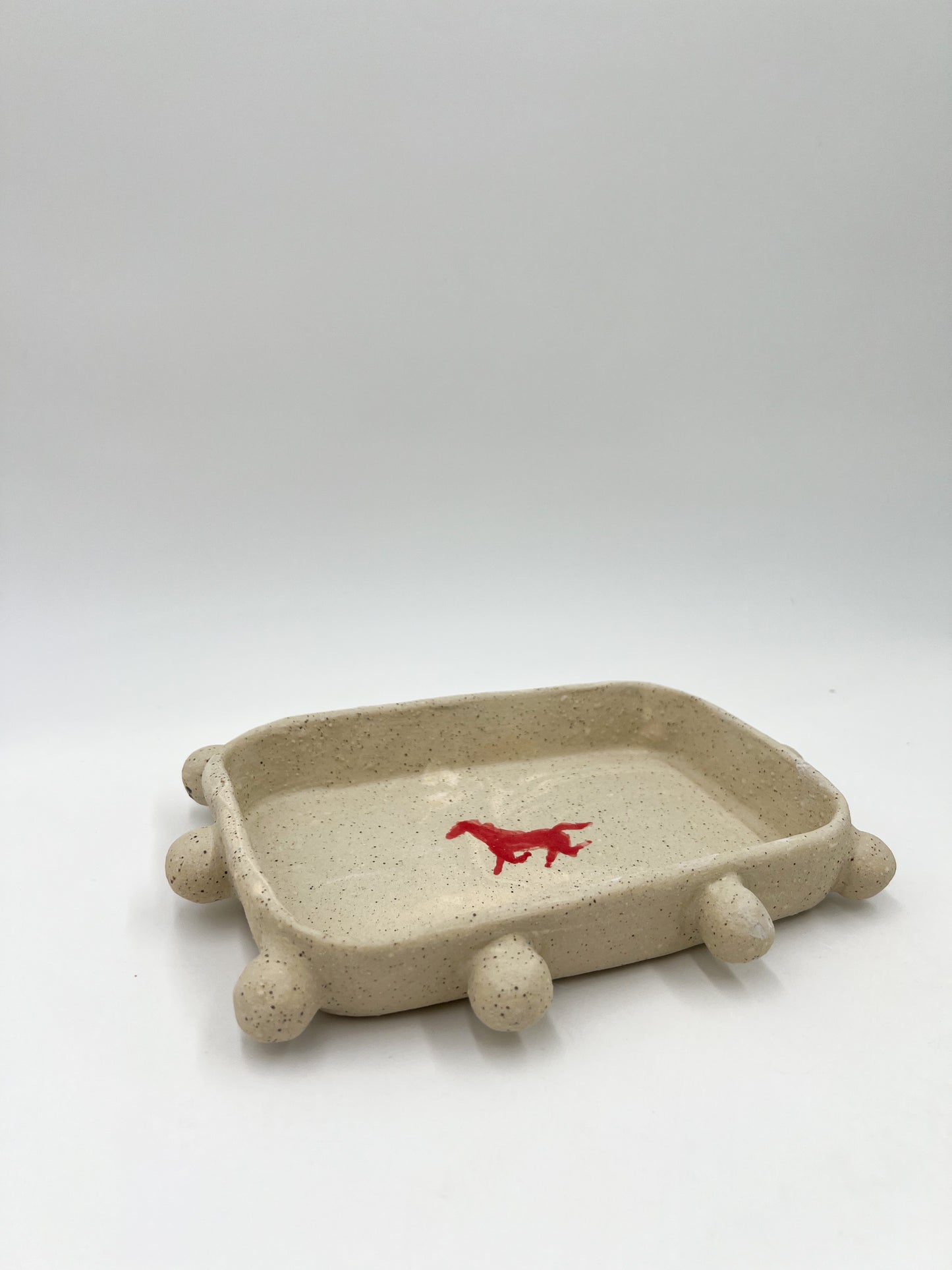Red Dotted Horse Tray